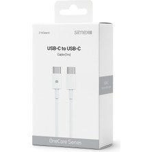 Simex iPhone Samsung Xiaomi Uyumlu 60W Type-C To Type-C Hızlı Şarj Kablosu Ce Belgeli 1 mt -Spk-15 Beyaz