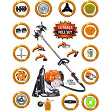 Prowackers German V9 Seri Bahçe Seti 14 Parça Full Set Sırt Tipi Benzinli Çalı Çim Biçme Tırpanı