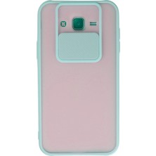 Techora Sale Mey Ithalat®  Samsung Galaxy J7 Kılıf Palm Buzlu Kamera Sürgülü Silikon - Turkuaz