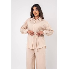 SASILVA Yıpratma Detaylı Oversize  Gömlek Pantolon Takım TK16052