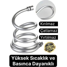 Empressco Suvia Gümüş Gri Dayanıklı Esnek Kırılmaz Çatlamaz Patlamaz Sızdırmaz Pvc Banyo Duş Musluk Hortumu 150CM