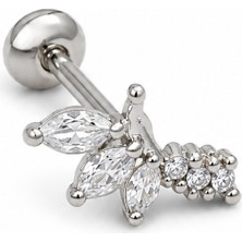 Nur Silver Taşlı Çelik Tragus Küpe NUR-KE03413