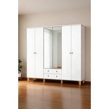 Kilim Mobilya Bohera Plus Aynalı Altı Kapaklı Dolap (Mdf Kapaklı, Yüksek Ayaklı, Iki Çekmeceli , 200CM Yükseklik)