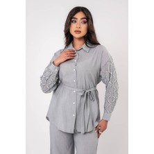 SASILVA Yıpratma Detaylı Oversize  Gömlek Pantolon Takım TK16052