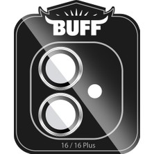 Buff iPhone 16 Plus / iPhone 16 Metal Kamera Lens Koruyucu V2 - Gümüş