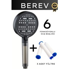 Empressco Berev 6 Fonksiyonlu Filtreli Duş Başlığı 3 Adet Yedek Filtre Su Tasarruflu Basınçlı Kireç Klor Önleyici - Fiyatı, Yorumları