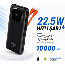 Seyoni 10000 Mah 22.5W Hızlı Şarjlı Powerbank Dahili Type-C & Lightning Kablolu