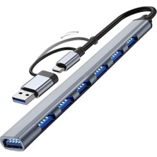 GUNKES 7 Port USB 3.0 Hub 7in1 USB 3.0 Hub Çoklayıcı Pc Bilgisayar Uyumlu Veri Aktarımı Mouse Klavye Bağlan