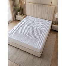 di Tubina Çift Kişilik Premium Uyku Konforu - %100 Yün El Dikişi Yatak Pedi 145X190 cm - 35 cm Derinliğe Kadar Tüm Yataklarla Uyumlu