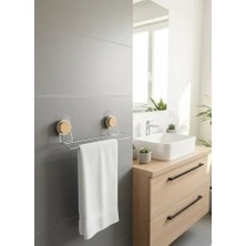 Okyanus Home Ahşap Desenli Magic Fix Sihirli Yapışkan Krom Uzun Havluluk