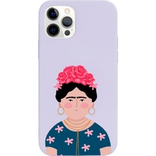 Spoyi Iphone 12 Pro Frida Kahlo Portre Tasarımlı Lila Lansman Telefon Kılıfı
