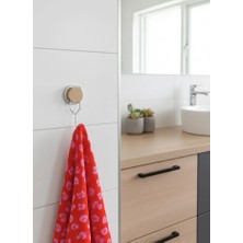 Okyanus Home Ahşap Desenli Magic Fix Sihirli Yapışkan Krom Tekli Askı