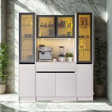 Sarıoğlu Mobilya Lumia Maxi Kahve Köşesi Komple Mdf LED Aydınlatmalı Mutfak Kahve Dolabı
