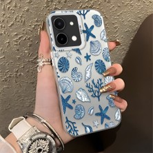 Ucuc Vivo Y28 4g Uyumlu Sert Akrilik Arka Silikon Kenar Lens Koruma Şık Baskı Kılıf