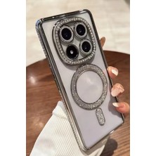 Nezih Case Redmi Note 15 Pro 5g Uyumlu Taşlı Magsafe Şarj Özellikli Kamera Korumalı Simli Kılıf