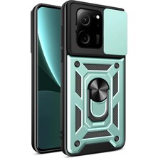 Techora Sale Mey Ithalat®   Mi 13T Pro Kılıf Pars Lens Yüzüklü Silikon - Yeşil