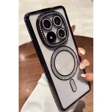 Nezih Case Redmi Note 15 Pro 4g Uyumlu Taşlı Magsafe Şarj Özellikli Kamera Korumalı Simli Kılıf