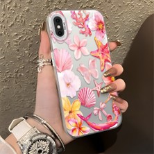 Ucuc iPhone X/xs Uyumlu Sert Akrilik Arka Silikon Kenar Lens Koruma Şık Baskı Kılıf