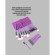 Aycer Ergonomik Saplı Fiber Kıllı 12'li Makyaj Fırça Takımı Göz ve Ten Makyajı Için Uygun - Lisinya