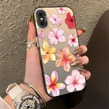 Ucuc iPhone X/xs Uyumlu Sert Akrilik Arka Silikon Kenar Lens Koruma Şık Baskı Kılıf
