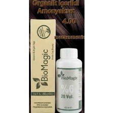 Biomagic 4.00 Orta Kahve Organik Içerikli Amonyaksız Kalıcı Kokusuz Saç Boyası +Oksidan