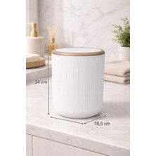 Okyanus Home Linea Due Beyaz Çizgili Yuvarlak Çöp Kovası