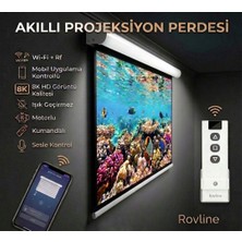Rovline Akıllı Projeksiyon Perdesi, Wi-Fi + Rf, Motorlu, 180X180, Sesle Kontrol, Kumanda ve Mobil Uygulama Kontrollü, Tuya Uyumlu