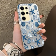 Ucuc Samsung Galaxy S24 Ultra Uyumlu Sert Akrilik Arka Silikon Kenar Lens Koruma Şık Baskı Kılıf