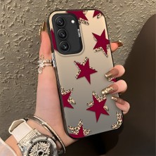 Ucuc Samsung Galaxy S22 Uyumlu Sert Akrilik Arka Silikon Kenar Lens Koruma Şık Baskı Kılıf