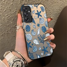 Ucuc Samsung Galaxy A24 Uyumlu Sert Akrilik Arka Silikon Kenar Lens Koruma Şık Baskı Kılıf