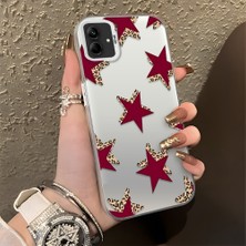 Ucuc Samsung Galaxy A03/A04E/A04 Uyumlu Sert Akrilik Arka Silikon Kenar Lens Koruma Şık Baskı Kılıf