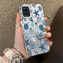 Ucuc Samsung Galaxy A12/M12 Uyumlu Sert Akrilik Arka Silikon Kenar Lens Koruma Şık Baskı Kılıf