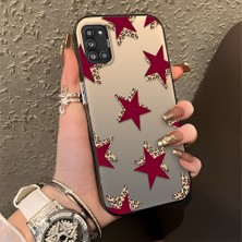 Ucuc Samsung Galaxy A31 Uyumlu Sert Akrilik Arka Silikon Kenar Lens Koruma Şık Baskı Kılıf