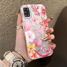 Ucuc Samsung Galaxy A31 Uyumlu Sert Akrilik Arka Silikon Kenar Lens Koruma Şık Baskı Kılıf