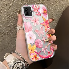 Ucuc Samsung Galaxy A03/A04E/A04 Uyumlu Sert Akrilik Arka Silikon Kenar Lens Koruma Şık Baskı Kılıf