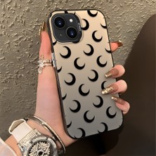 Ucuc iPhone 14 Plus/15 Plus Uyumlu Sert Akrilik Arka Silikon Kenar Lens Koruma Şık Baskı Kılıf