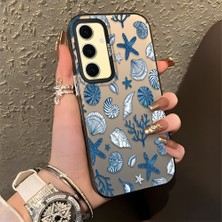 Ucuc Samsung Galaxy S24 Fe Uyumlu Sert Akrilik Arka Silikon Kenar Lens Koruma Şık Baskı Kılıf