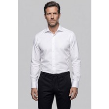 Bisse Beyaz Regular Fit Cepsiz Klasik Uzun Italyan Yaka Saten Gömlek GMKLS252184_D01