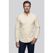 Bisse Sarı Regular Fit Cepsiz Uzun Paşa Yaka Gömlek GMOKS261001_D17