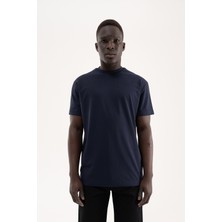 Machinist Erkek Stylish Basic Oversize Modal Tişört Gece Mavisi