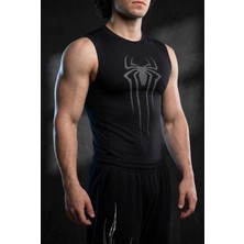 Liber Spider - Kolsuz Compression Tank Top (Siyah Baskılı)