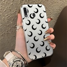 Ucuc Samsung Galaxy A30/A20 Uyumlu Sert Akrilik Arka Silikon Kenar Lens Koruma Şık Baskı Kılıf