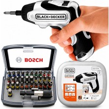 Black&decker 3.6 V Lityum Batarya Şarjlı Tornavida Seti + Bosch 32 Parça Vidalama Seti