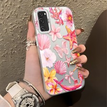 Ucuc Samsung Galaxy S20 Fe 4g/5g Uyumlu Sert Akrilik Arka Silikon Kenar Lens Koruma Şık Baskı Kılıf