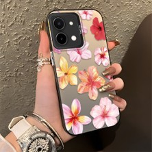 Ucuc Vivo Y28 4g Uyumlu Sert Akrilik Arka Silikon Kenar Lens Koruma Şık Baskı Kılıf