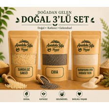 Anadolu Şifa Harput Sandaloz Sakızı, Karnıyarık Otu Kabuğu Tozu ve Chia Tohumu Doğal 3’lü Set 50 gr X3 (Mastic Gum, Psyllium Husk Powder & Chia Seed)