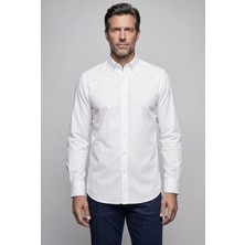 Bisse Beyaz Regular Fit Cepsiz Uzun Paşa Yaka Gömlek GMOKS261001_D01