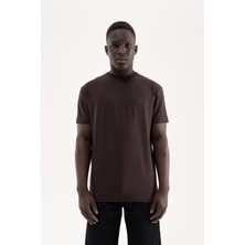 Machinist Erkek Stylish Basic Oversize Modal Tişört Koyu Kahverengi