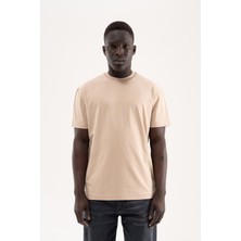 Machinist Erkek Stylish Basic Oversize Modal Tişört Açık Bej