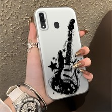 Ucuc Samsung Galaxy A30/A20 Uyumlu Sert Akrilik Arka Silikon Kenar Lens Koruma Şık Baskı Kılıf